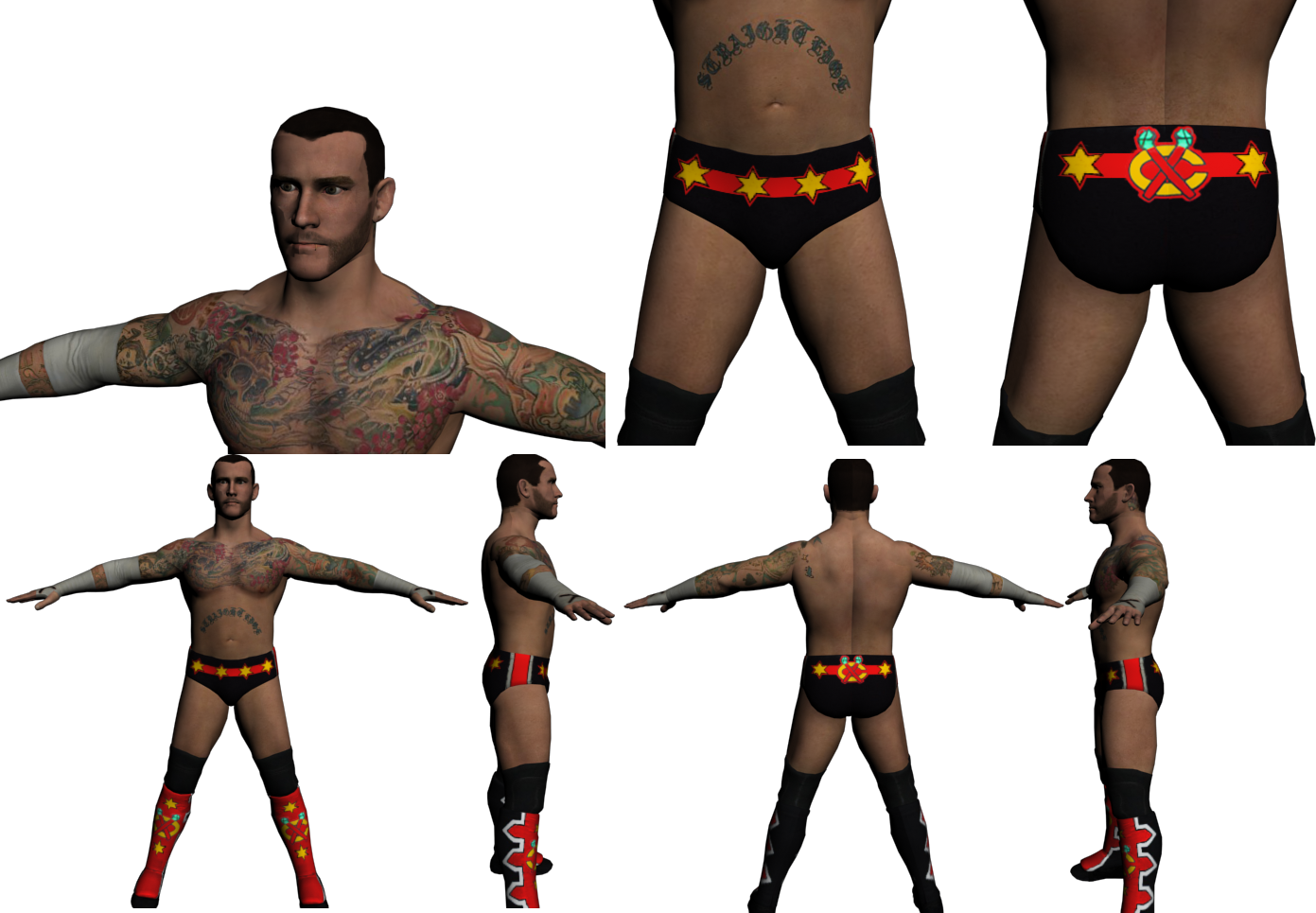 Tattooed Wrestler Model Showcase PNG