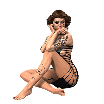 Tattooed3 D Model Pose PNG