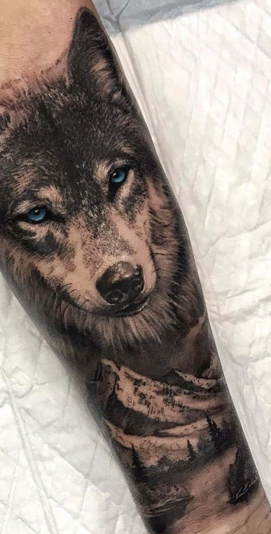 Tattoos Wolf Mountains On Forearm Pictures