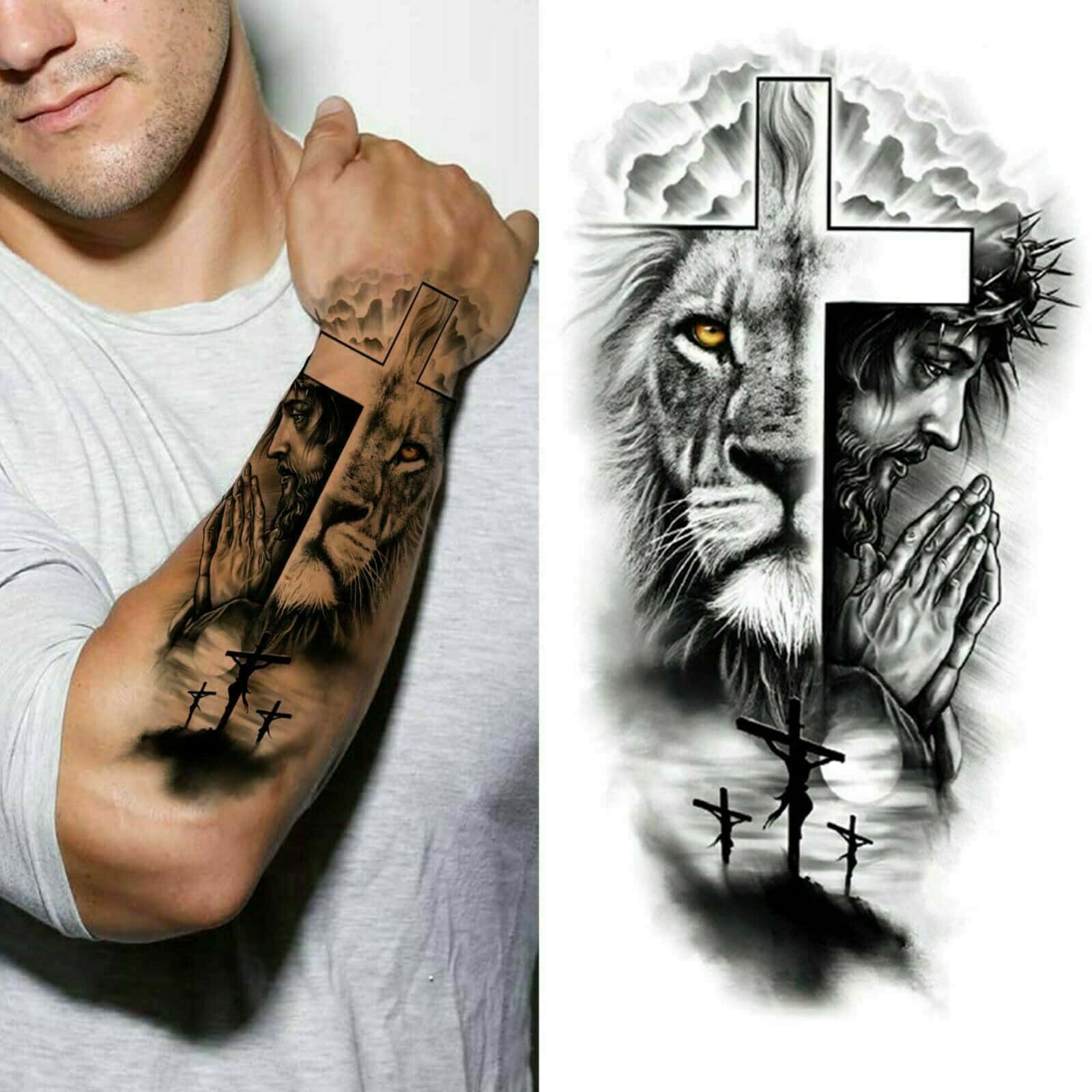 Tattoos Lion On Cross Design Pictures