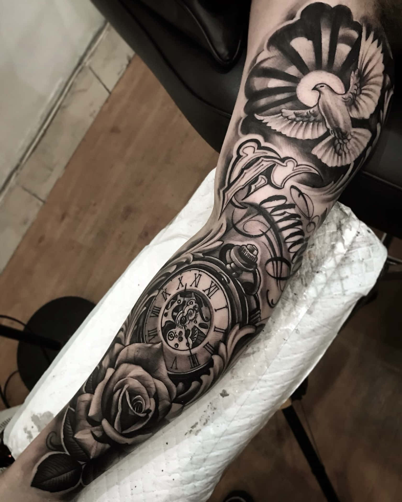 Tattoo uploaded by Noa Elimelech • Addams family sleeve in progress by  Katya Bariudin (@katya_bar02 on Instagram). #blackwork #AddamsFamily •  Tattoodo