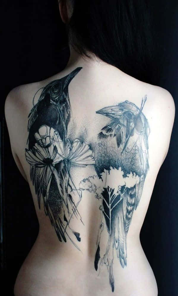 Tattoos Birds And Flowers Back Pictures