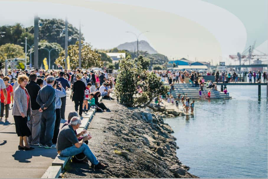 Tauranga Waterfront Crowd Activity Wallpaper