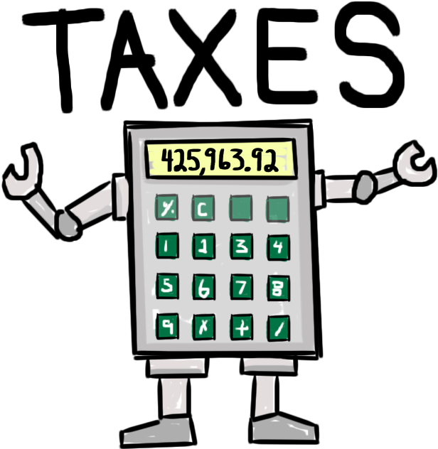 Tax Calculator Robot Cartoon PNG