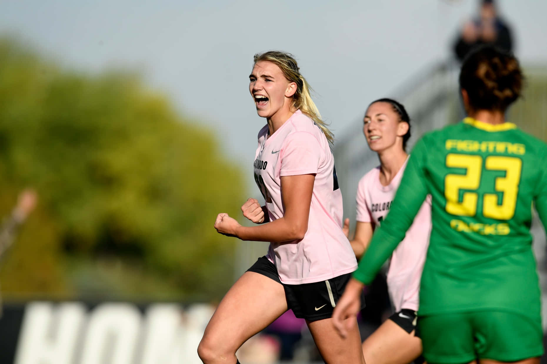 Taylor Kornieck In Action, Showing Off Her Skills On The Soccer Field. Wallpaper