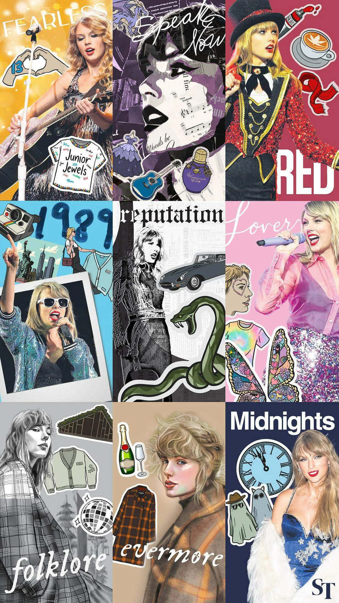 Taylor Swift Album Era Collage Wallpaper