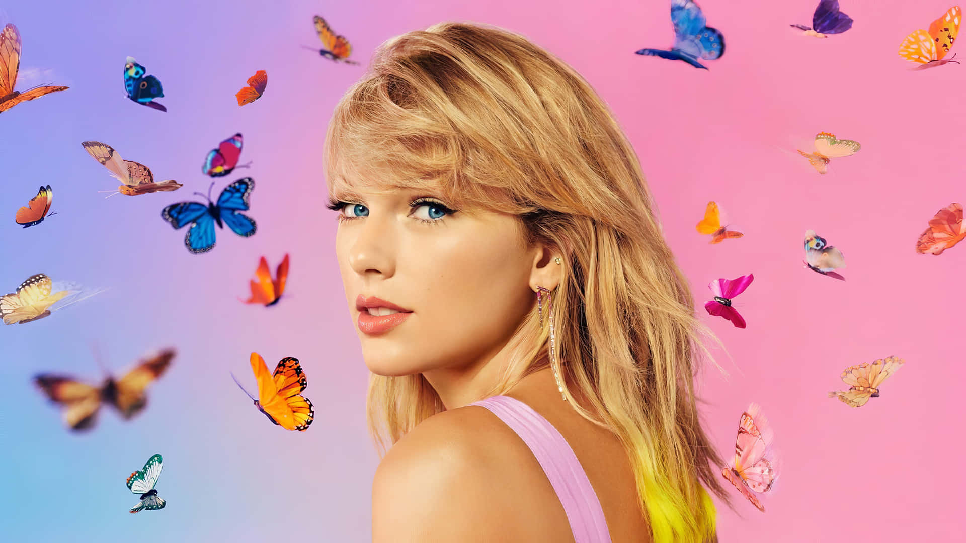 Taylor Swift With Butterflies Background
