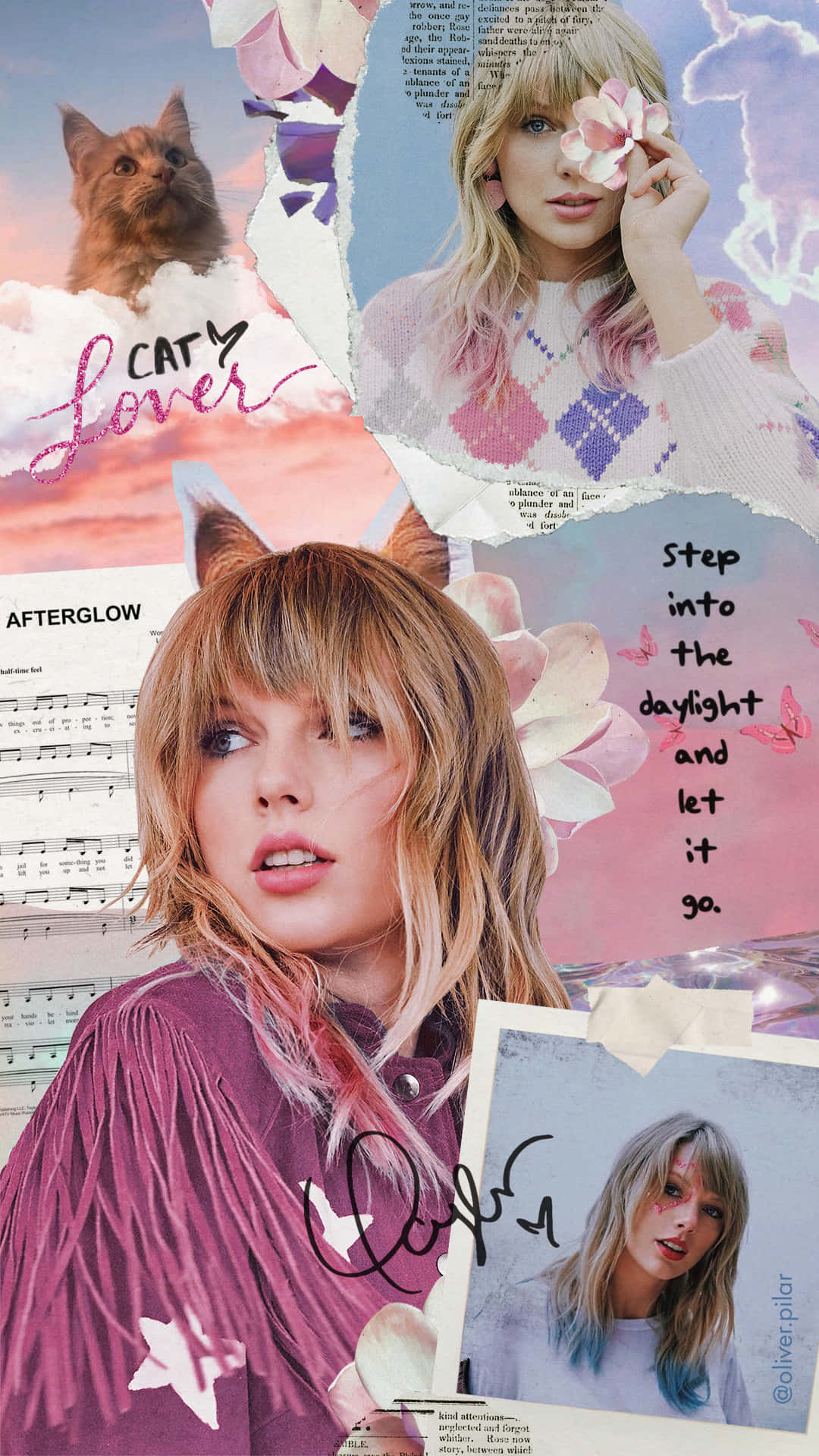 Taylor Swift Cat Lover Collage Wallpaper
