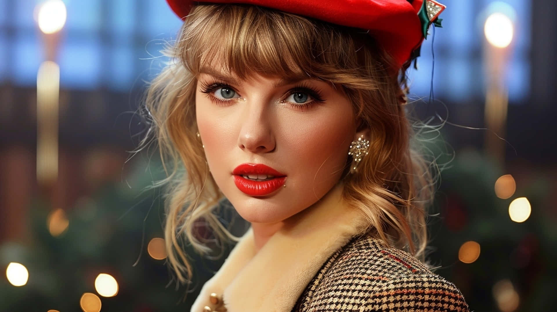Taylor Swift Christmas Festive Look Wallpaper