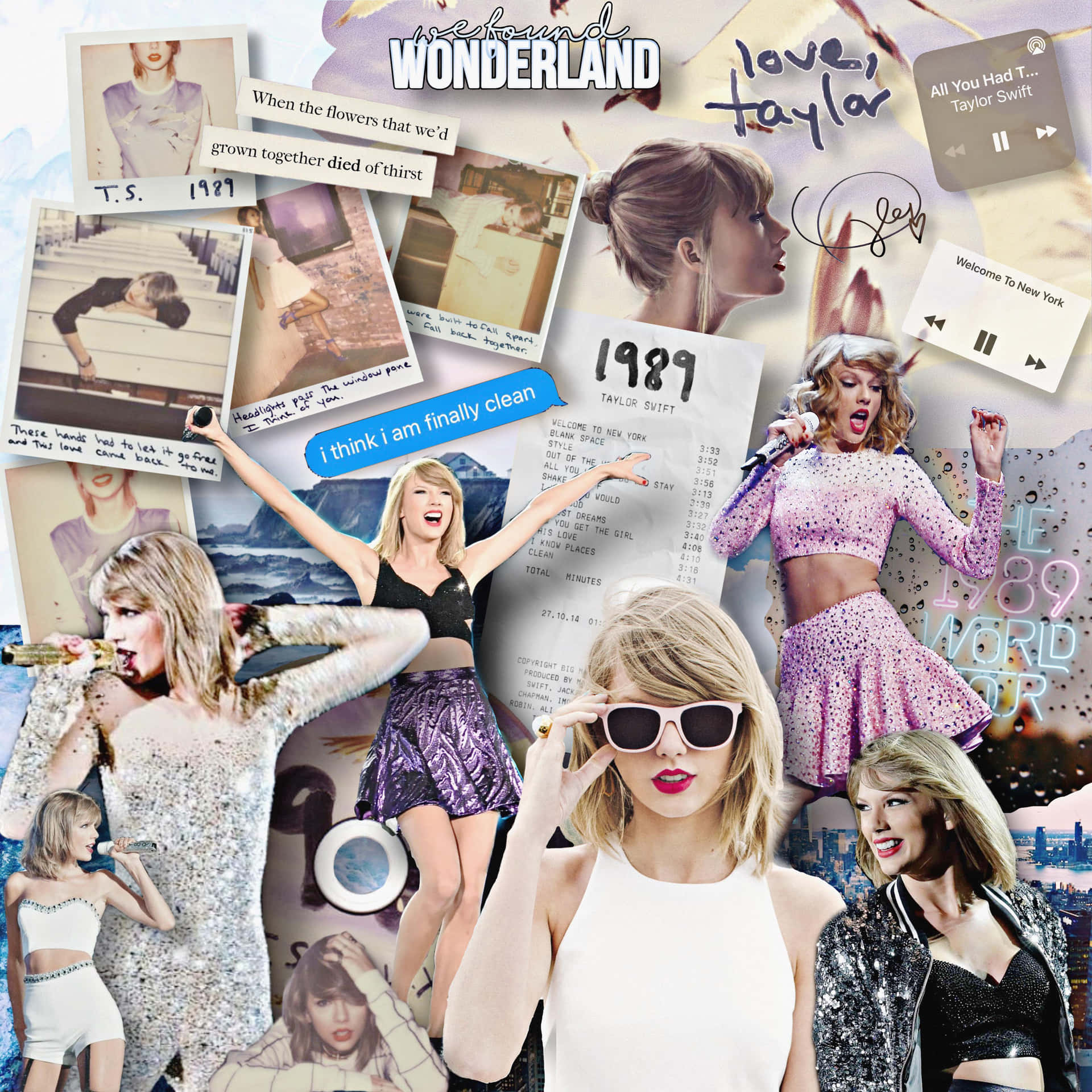 Taylor Swift Collage Aesthetic Wonderland Wallpaper