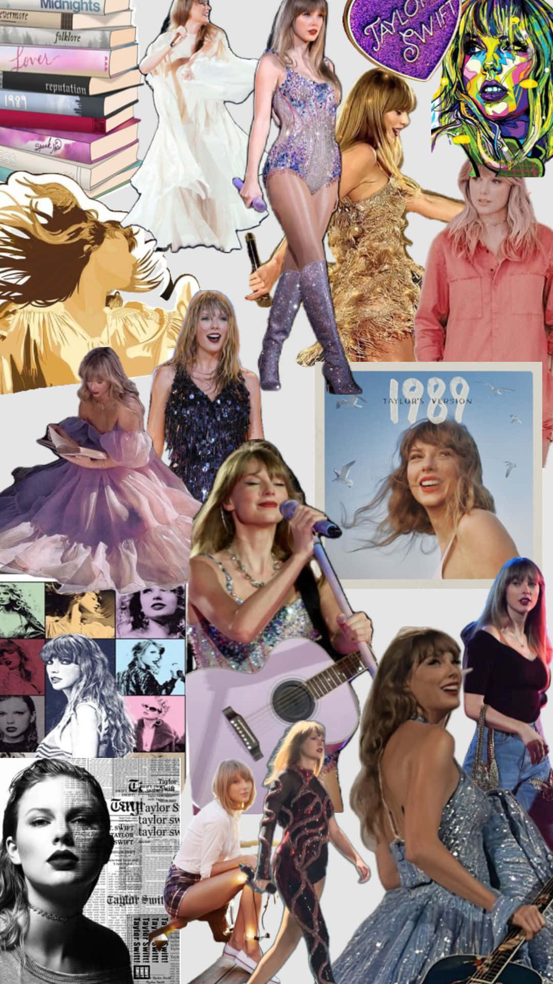 Taylor Swift Collage Musical Evolution Wallpaper
