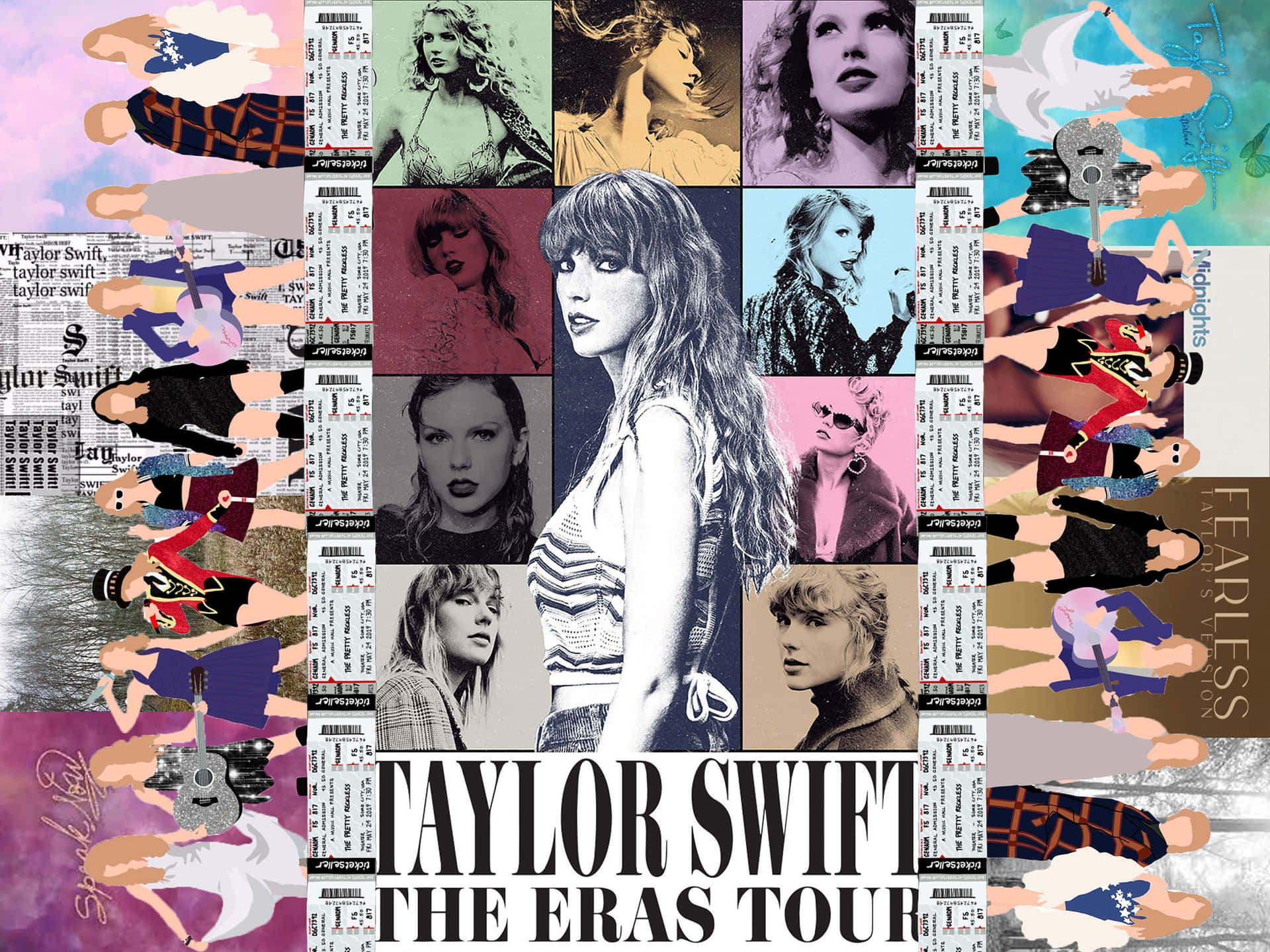Taylor Swift Eras Tour Collage Wallpaper