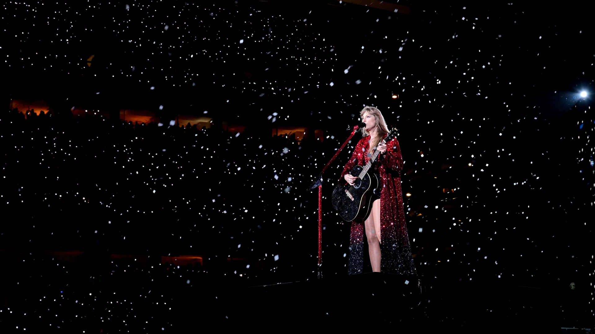 Taylor Swift Eras Tour Optreden Onder Sterren Achtergrond