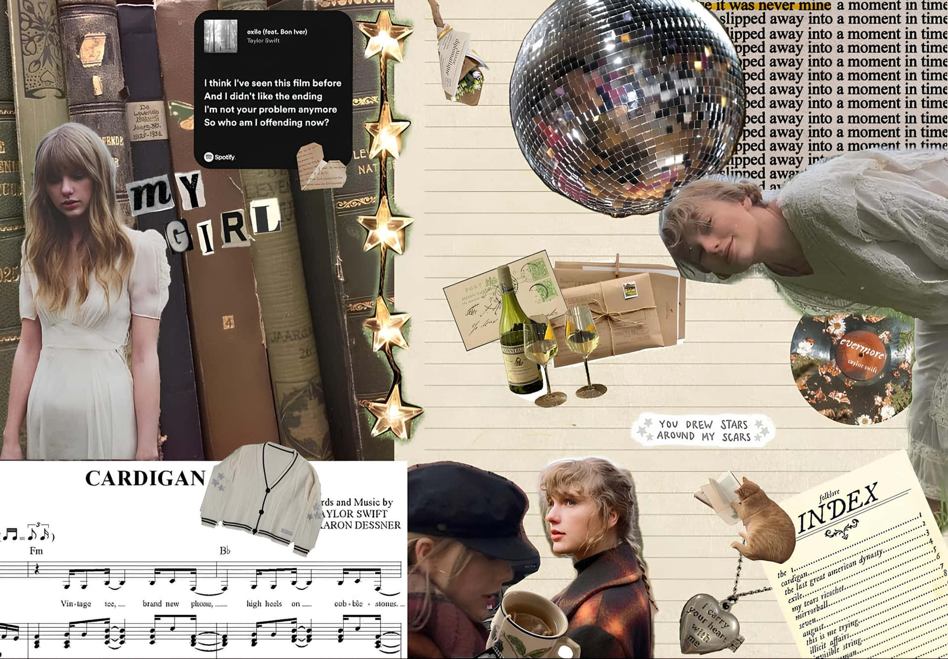 Taylor Swift Evermore Album Collage Wallpaper
