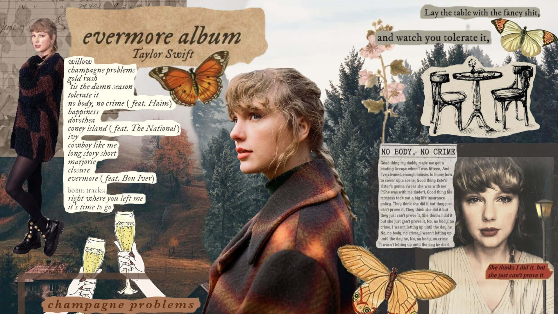 Taylor Swift Evermore Album Collage Wallpaper