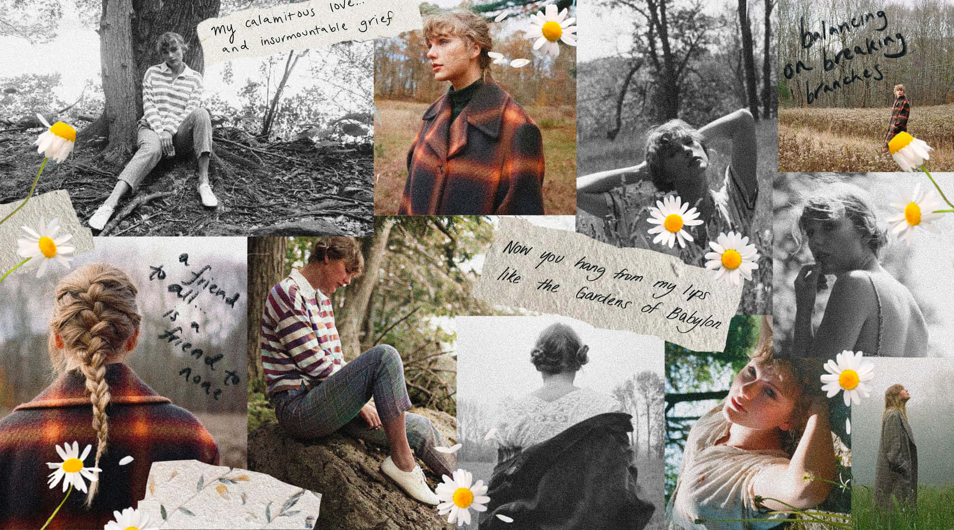 Taylor Swift Folklore Era Collage Wallpaper