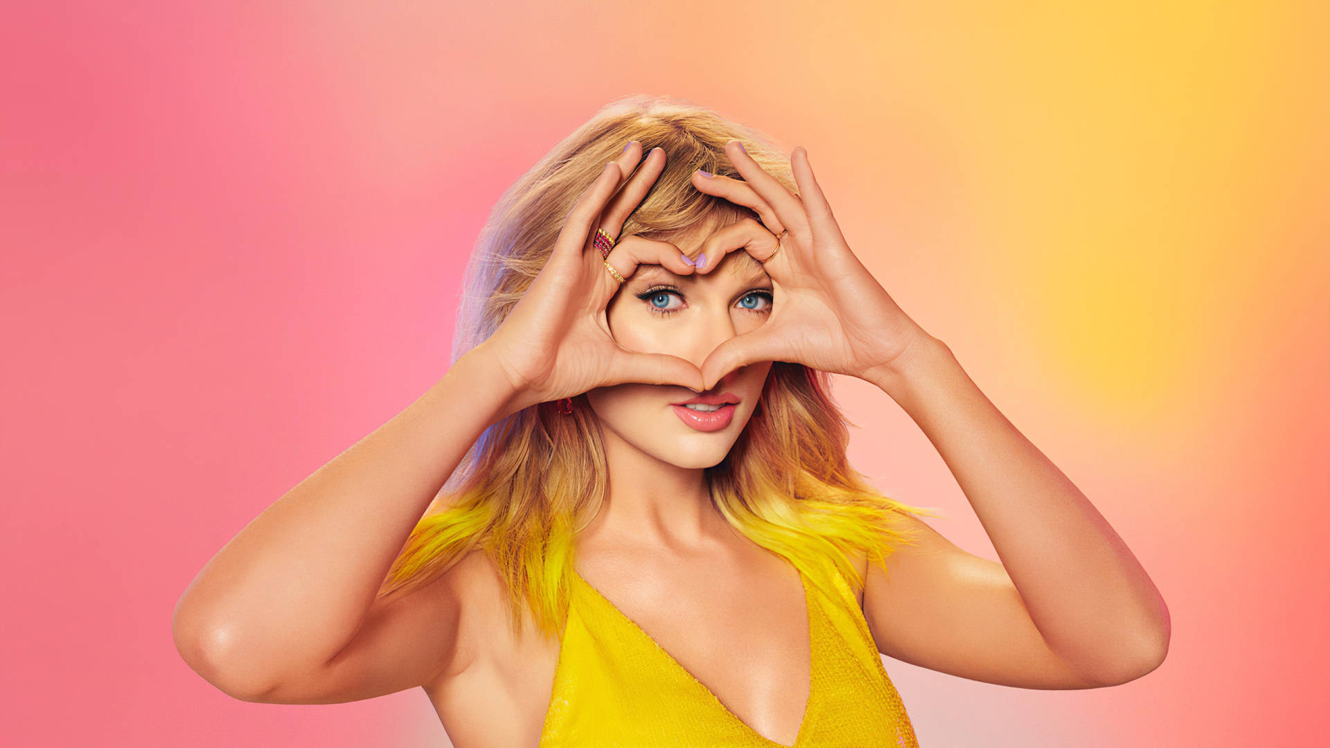 Taylor Swift Hand Heart Sign Background
