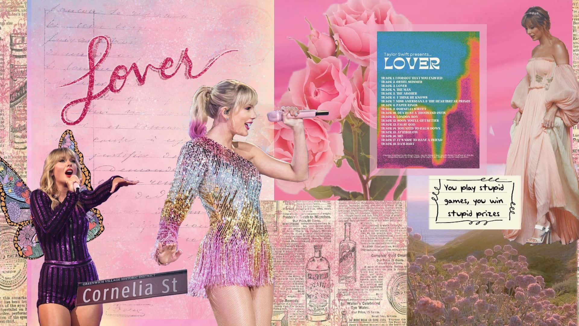 Taylor Swift Lover Aesthetic Collage Wallpaper