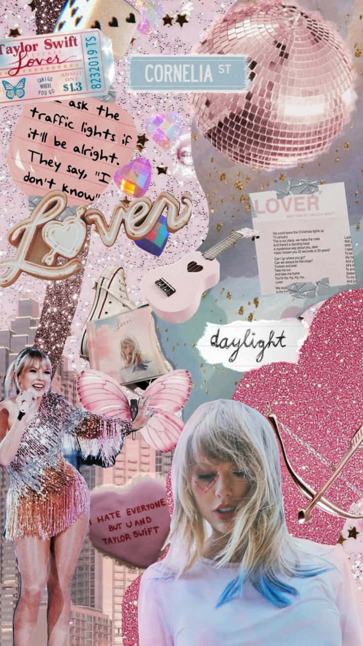 Taylor Swift Lover Inspired Collage Wallpaper