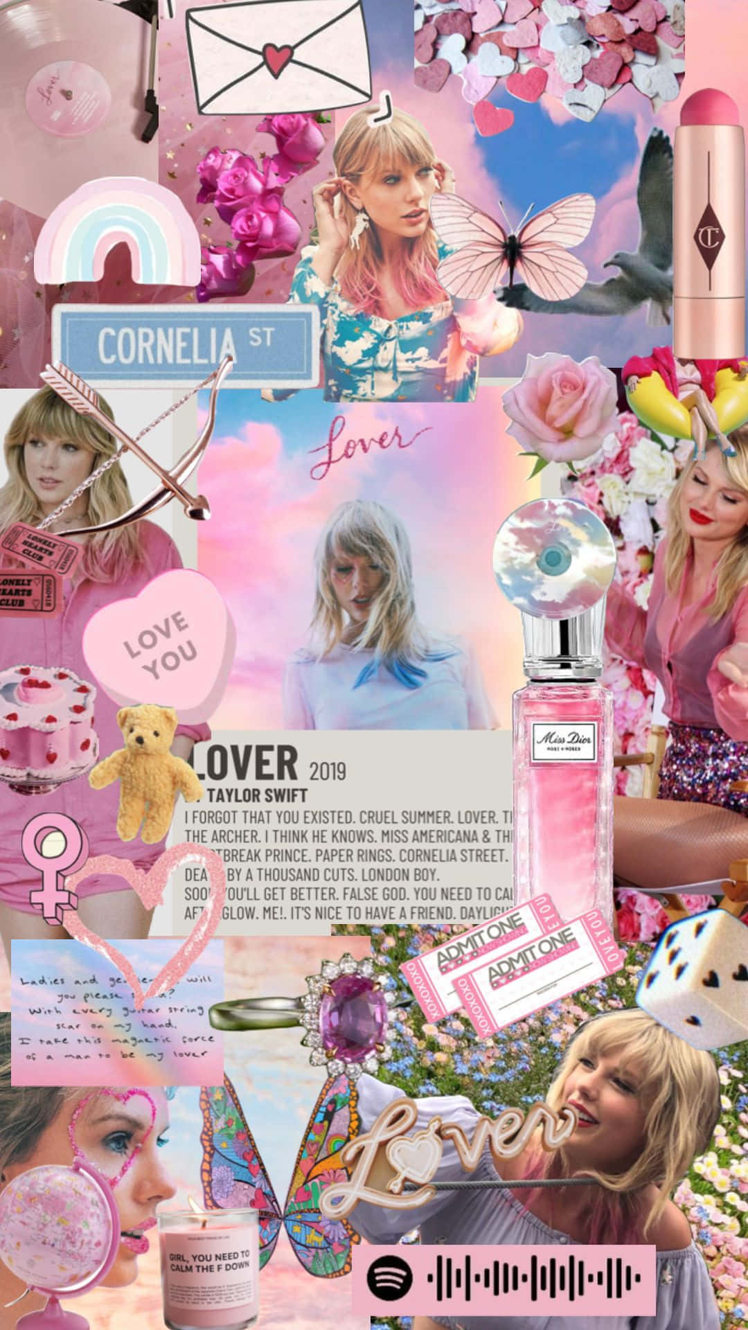 Taylor Swift Lover Pink Aesthetic Collage Wallpaper