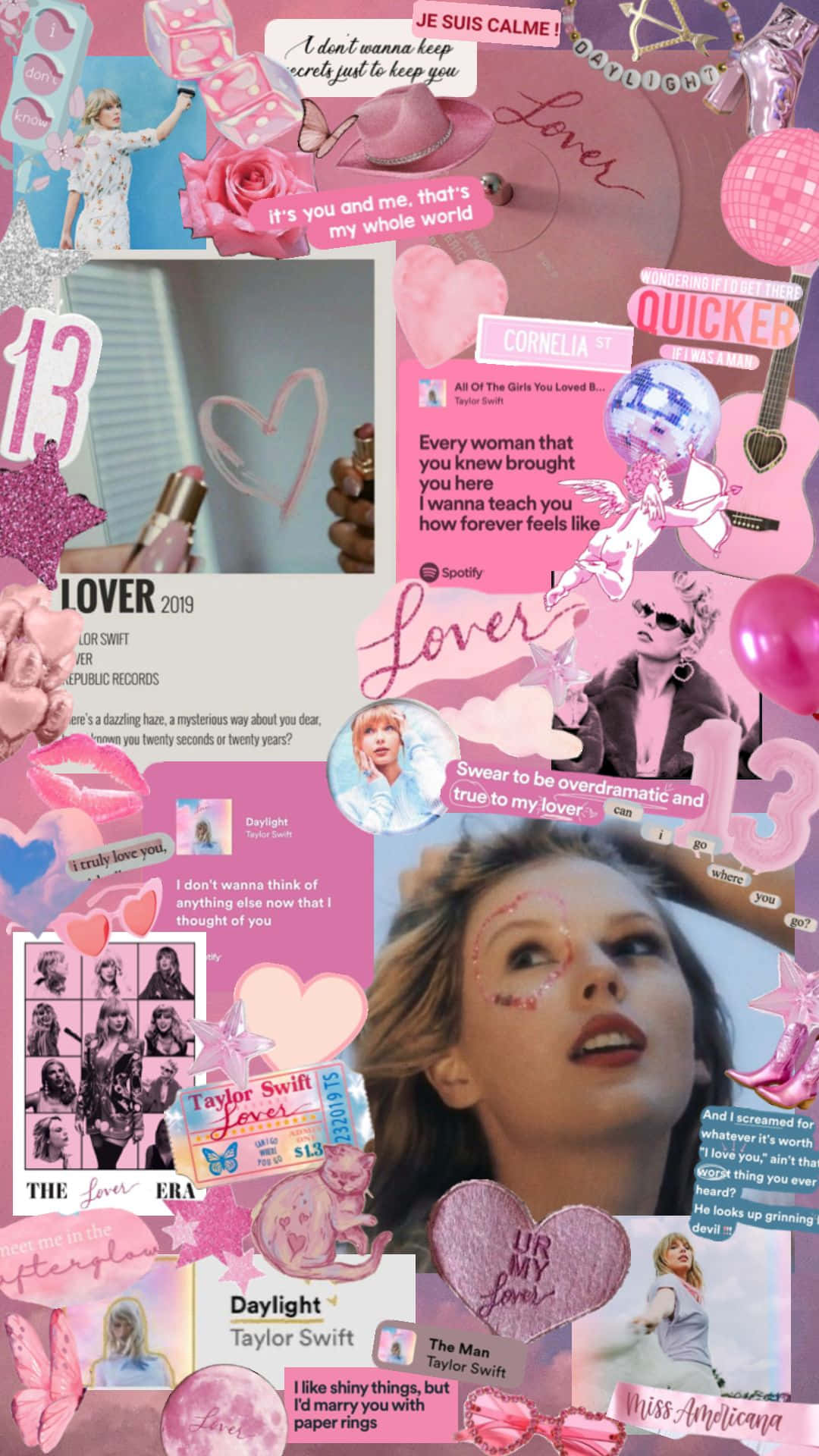 Taylor Swift Lover Pink Aesthetic Collage Wallpaper