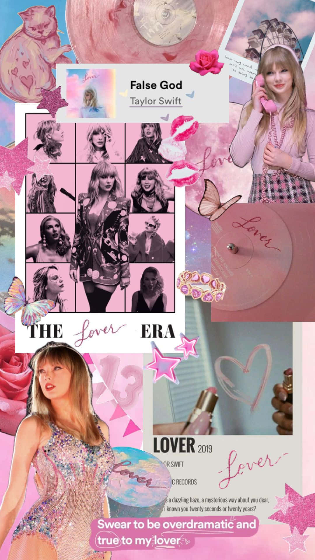 Taylor Swift Lover Pink Collage Wallpaper