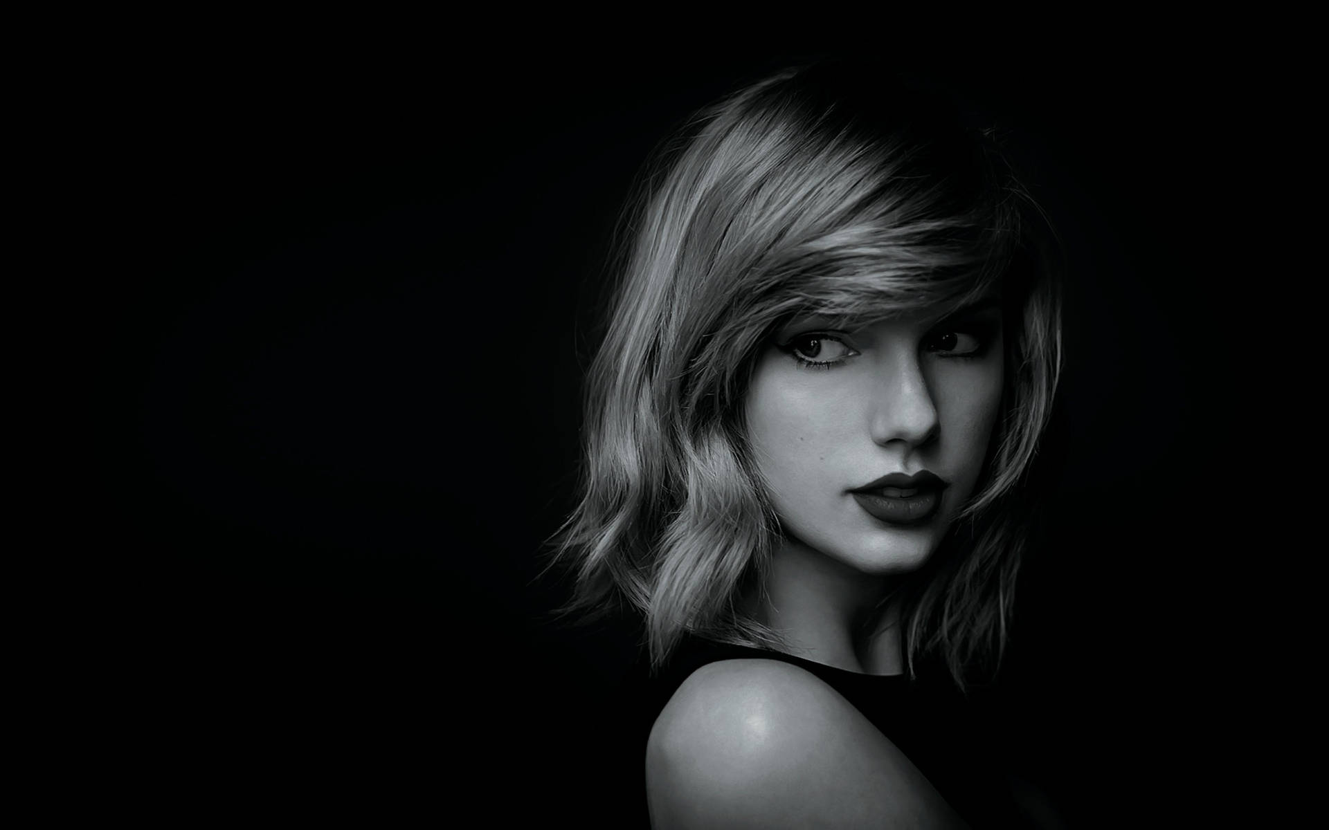 Taylor Swift black and white portrait, music or song writer.