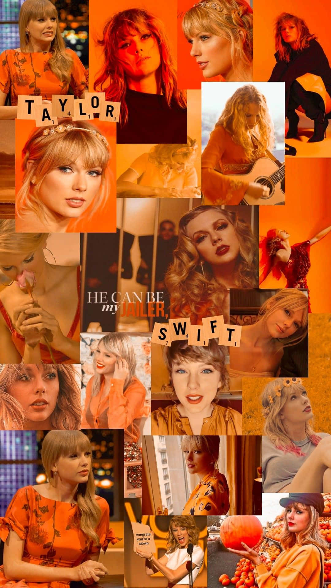 Taylor Swift Orange Aesthetic Collage.jpg Wallpaper