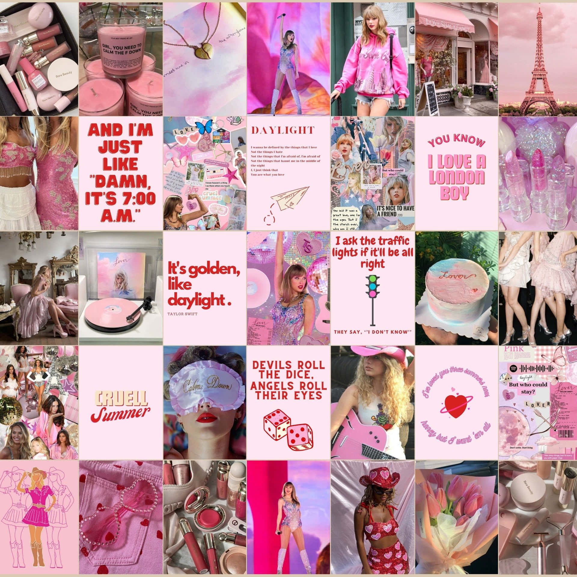 Taylor Swift Roze Esthetiek Collage Achtergrond