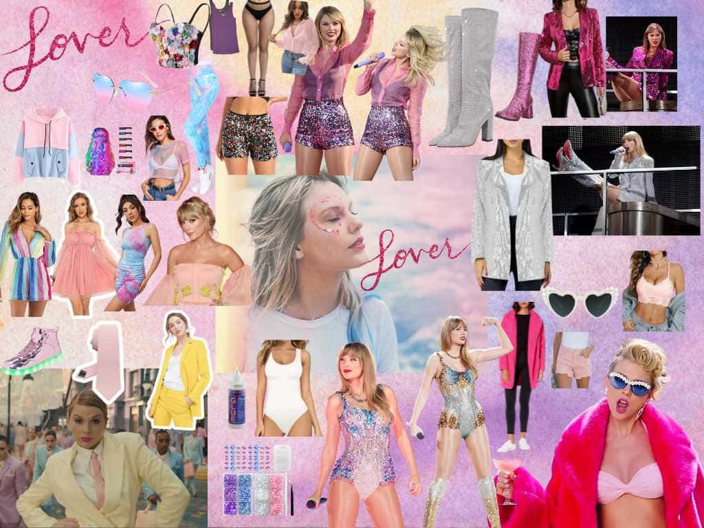 Taylor Swift Roze Esthetiek Collage Achtergrond