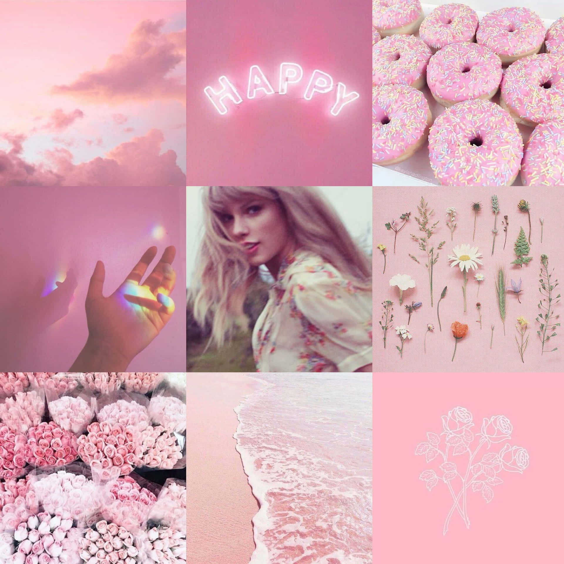 Taylor Swift Roze Esthetiek Collage Achtergrond