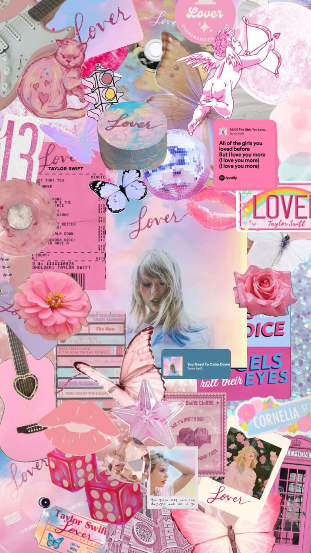 Taylor Swift Pink Aesthetic Collage Wallpaper