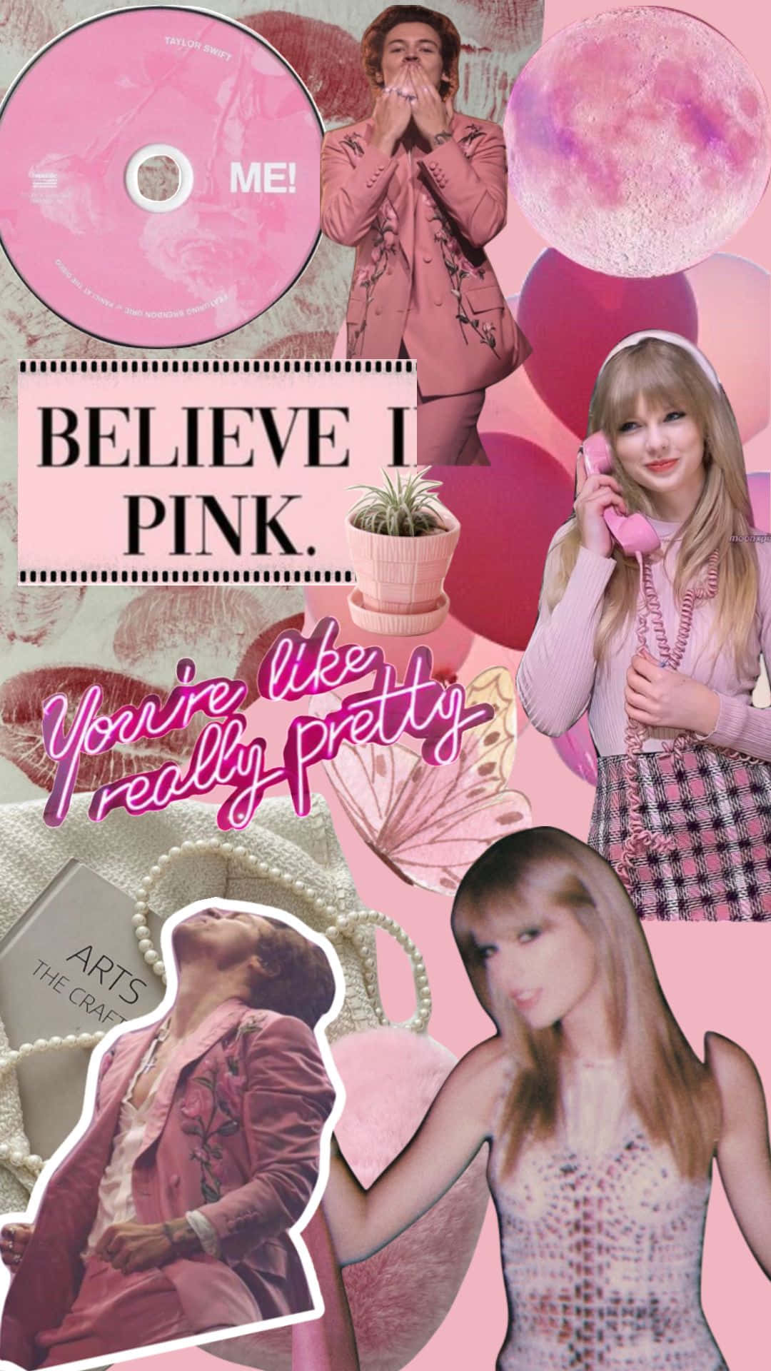 Taylor Swift Pink Collage Aesthetic Wallpaper