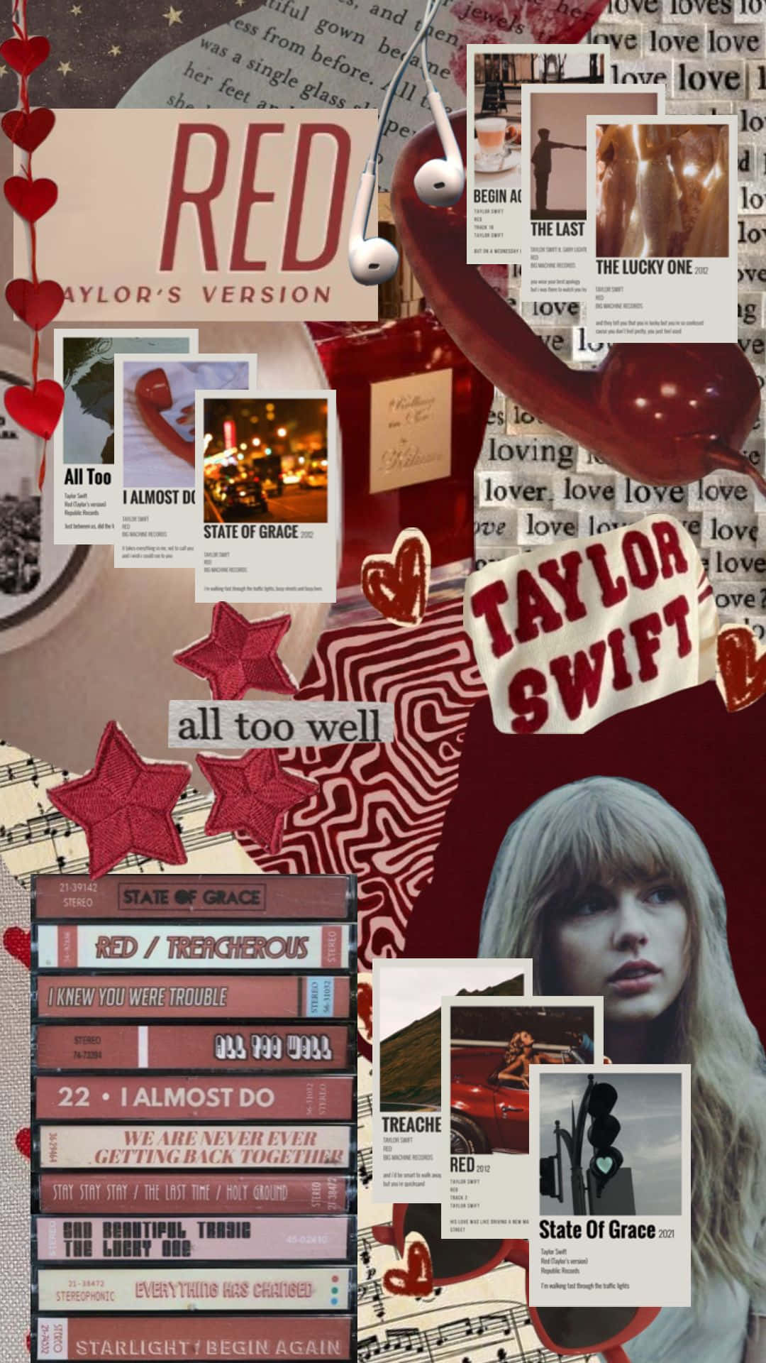 Taylor Swift Rode Aesthetic Collage Achtergrond