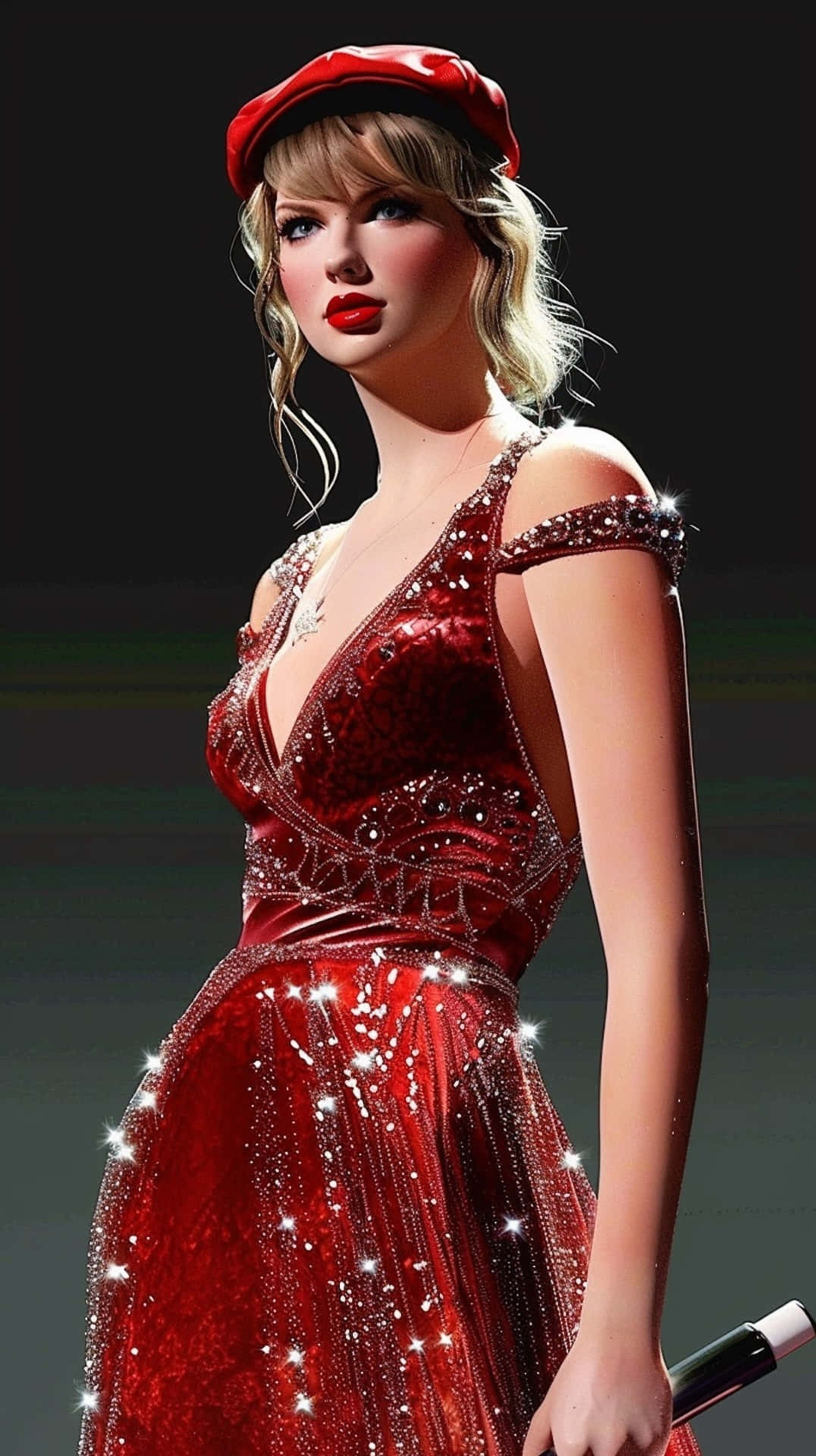 Taylor Swift Red Christmas Outfit Wallpaper