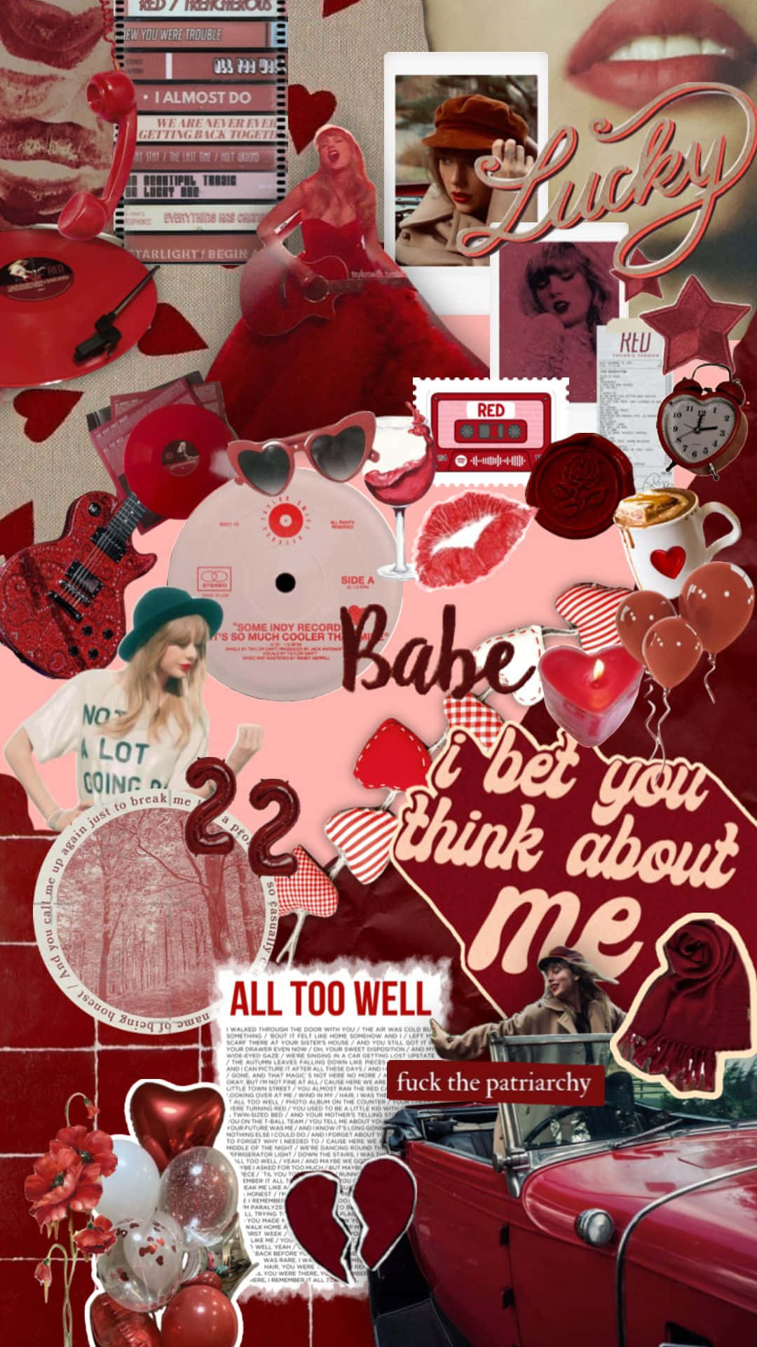 Taylor Swift Red Collage Aesthetic.jpg Wallpaper