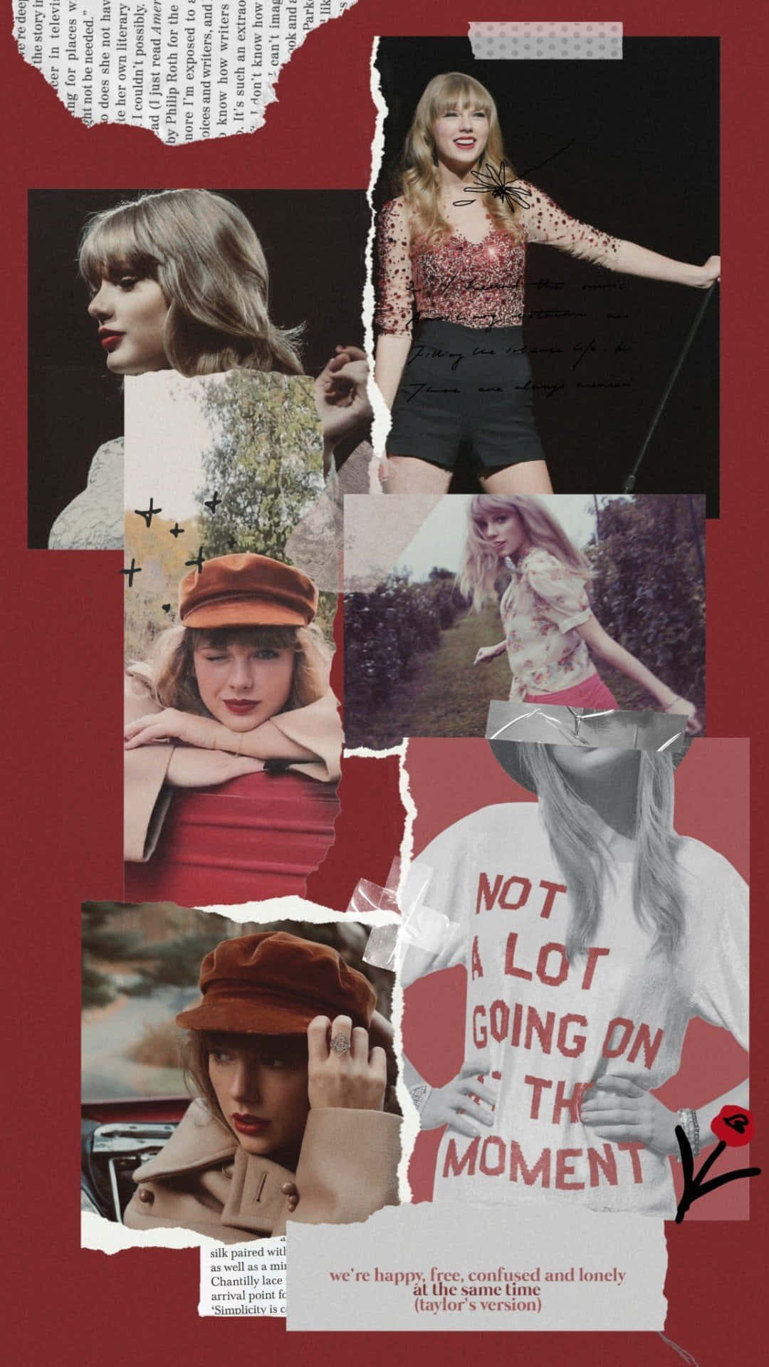 Taylor Swift Red Collage_ Aesthetic Moodboard Wallpaper