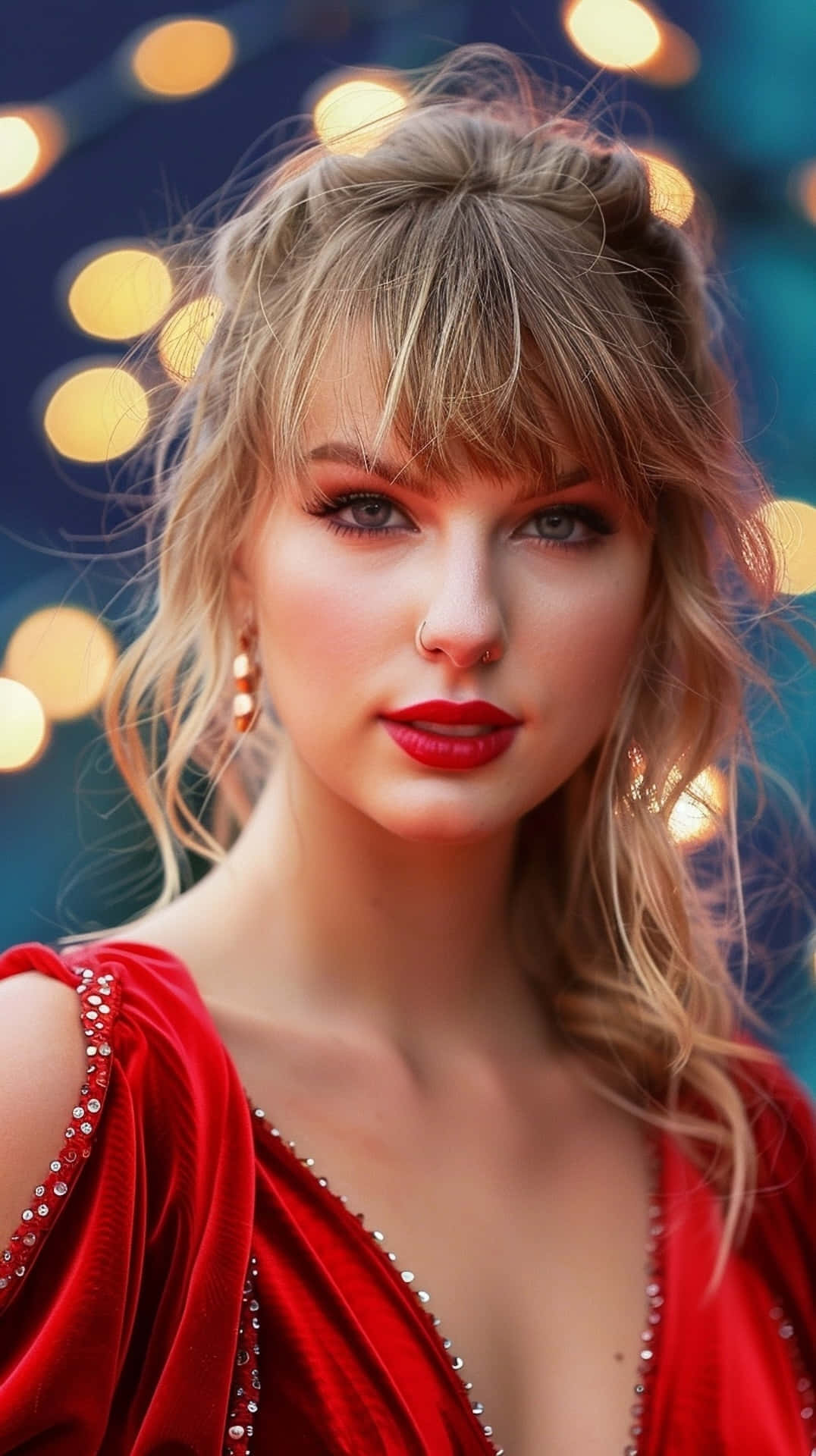 Taylor Swift Red Dress Christmas Vibes Wallpaper