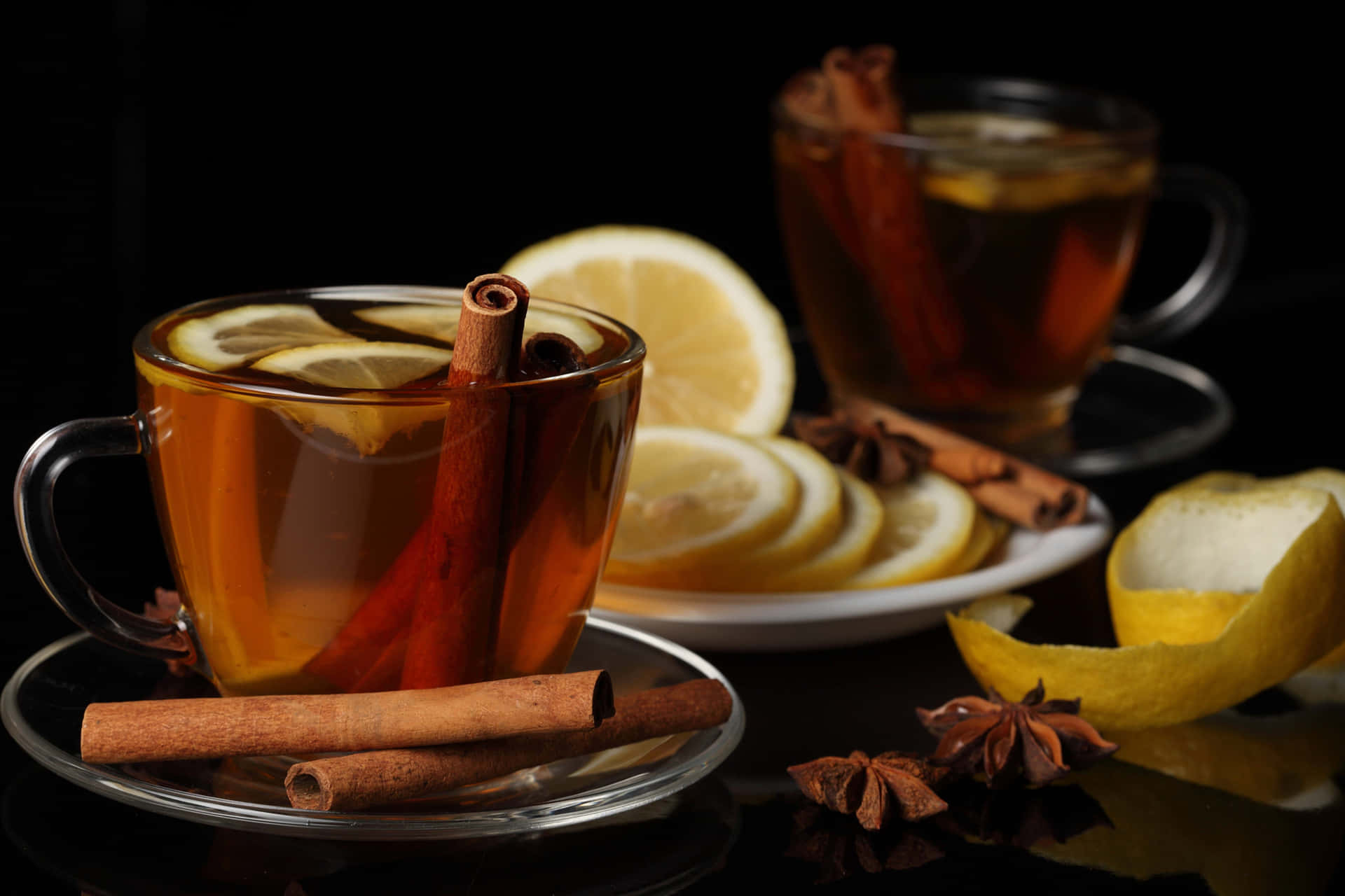 A Cup Of Tea With Cinnamon, Lemon And Anise