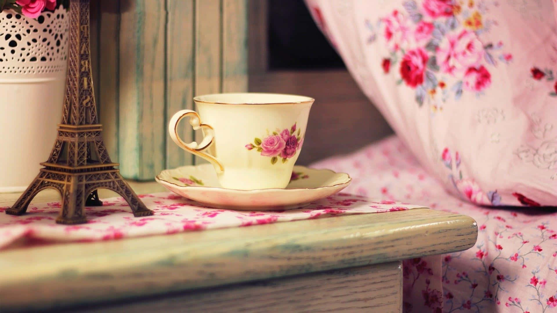 Adorned Tea Cup On A Tabletop Picture