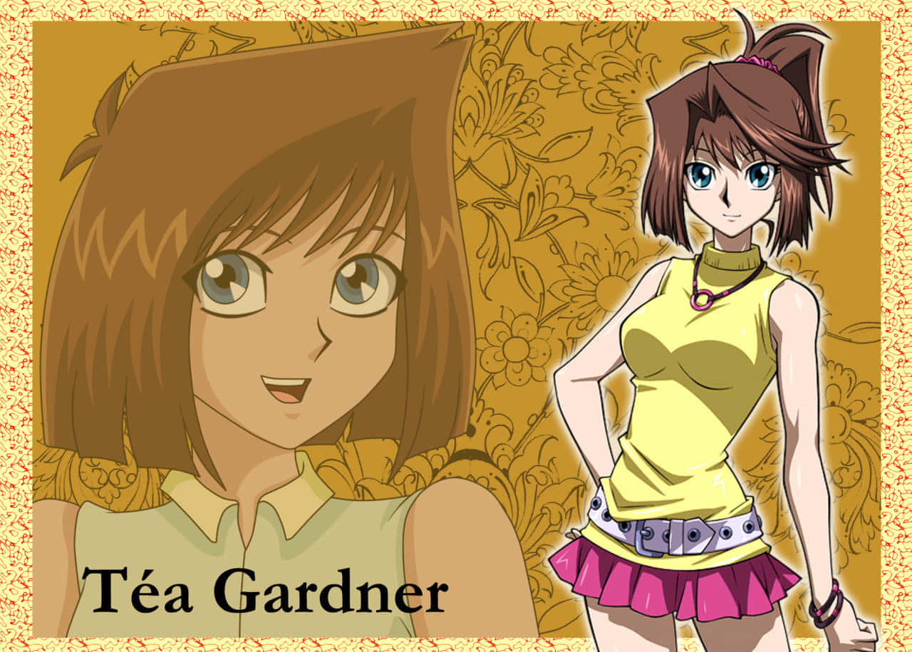 Tea Gardner striking a pose in her signature Duel Monsters outfit Wallpaper