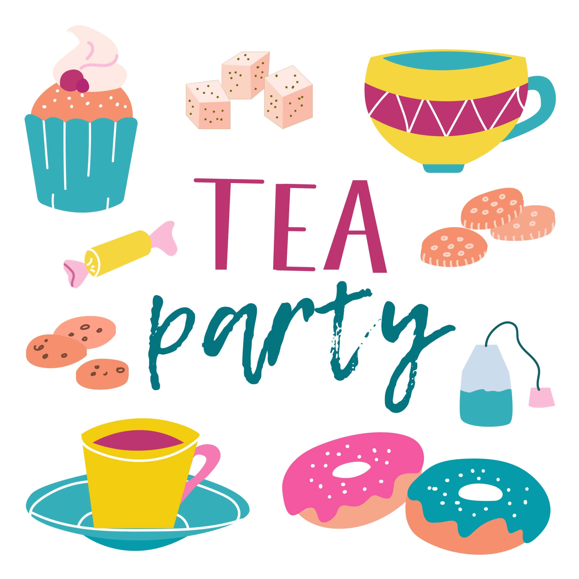 Tea Party Vector Illustration