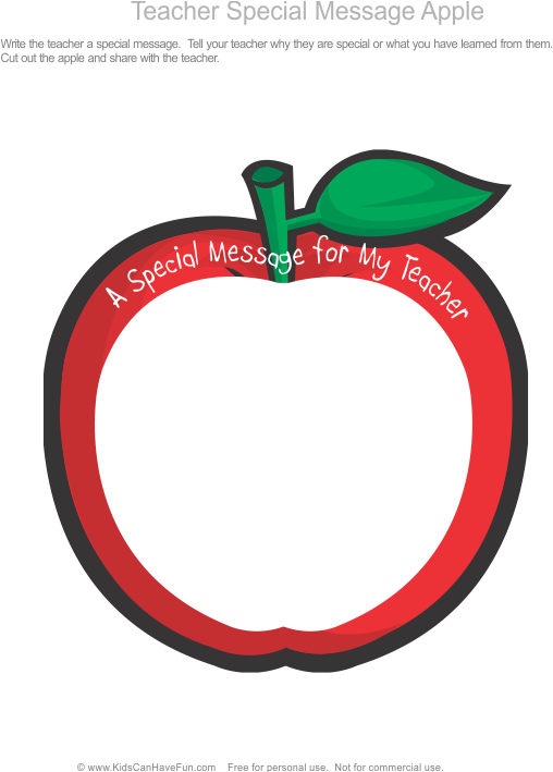 Teacher Appreciation Apple Message Template PNG
