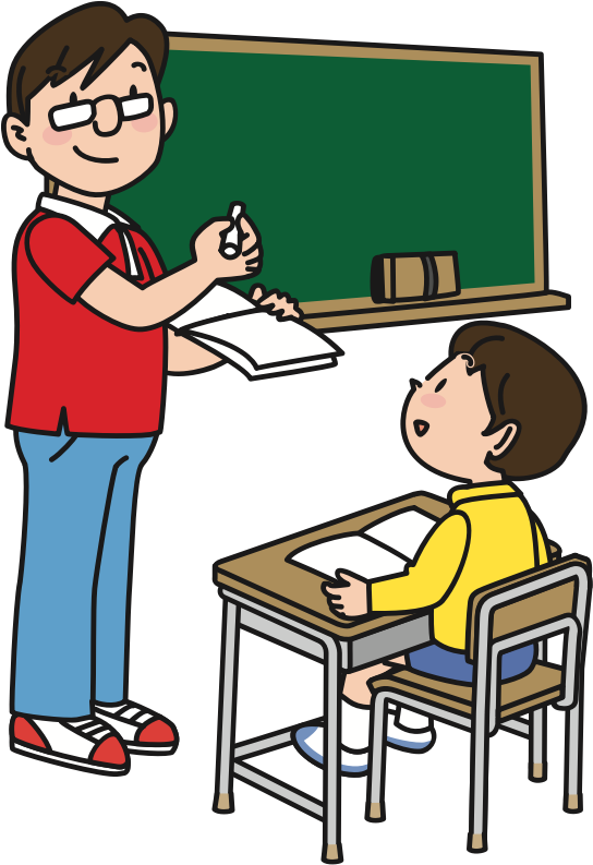 Teacher Assisting Student Cartoon PNG