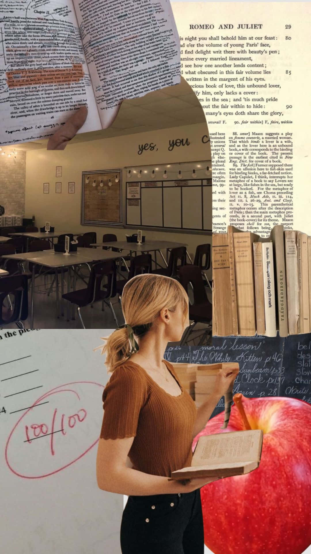 Teacher Inspired Collage Aesthetic Wallpaper