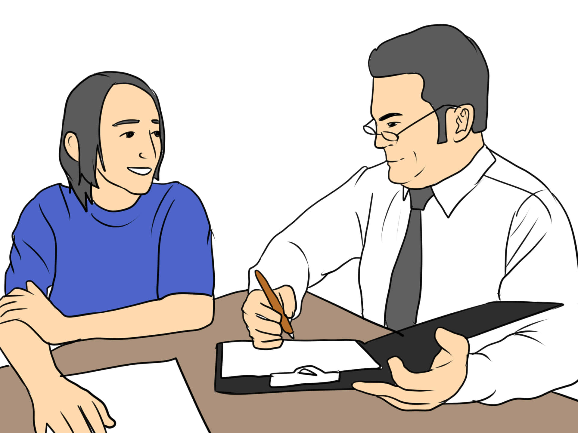 college student talking to teacher clipart