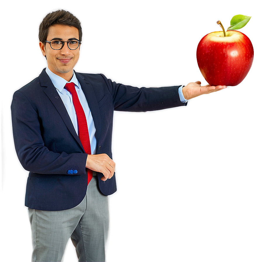 Teacher With Apple Png Uff12 PNG