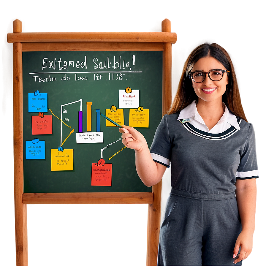 Teacher With Educational Poster Png Yye PNG