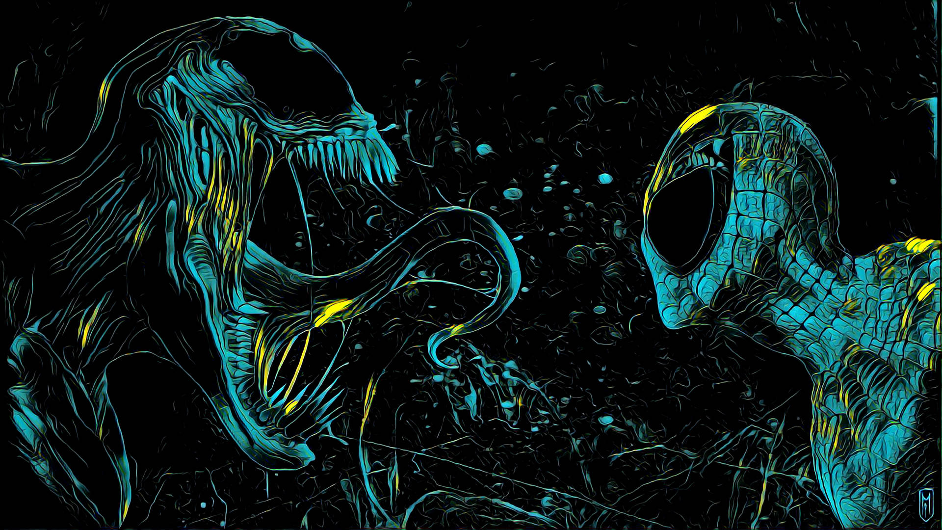 Teal 4K Ultra HD Venom And Spider-Man Wallpaper