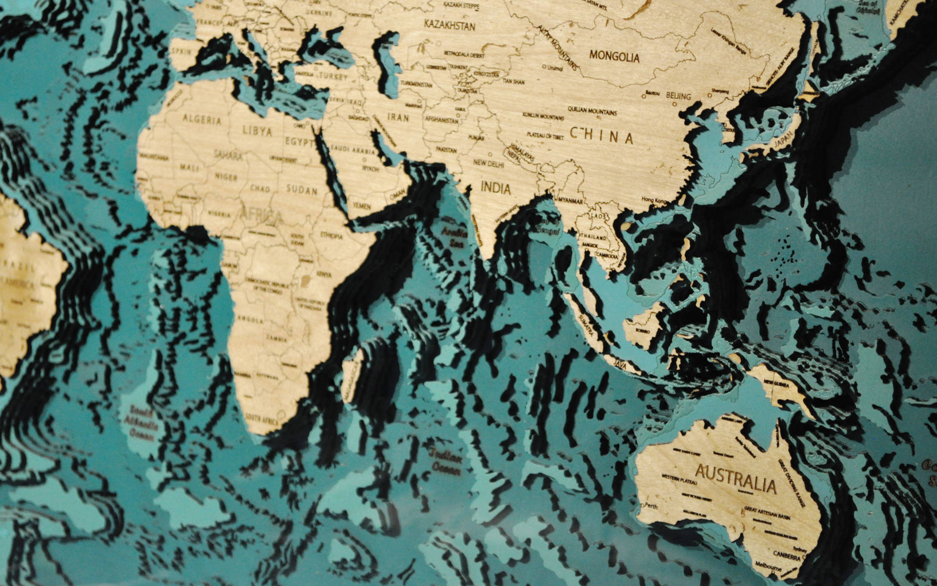 Mappa Topografica Verde Acqua E Marrone Sfondo